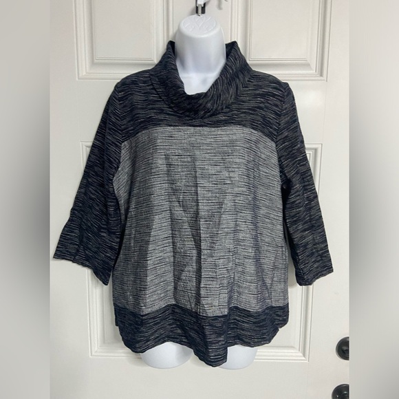 3- SAIA Two Tone Japanese Cowl Neck Blouse - Picture 1 of 8